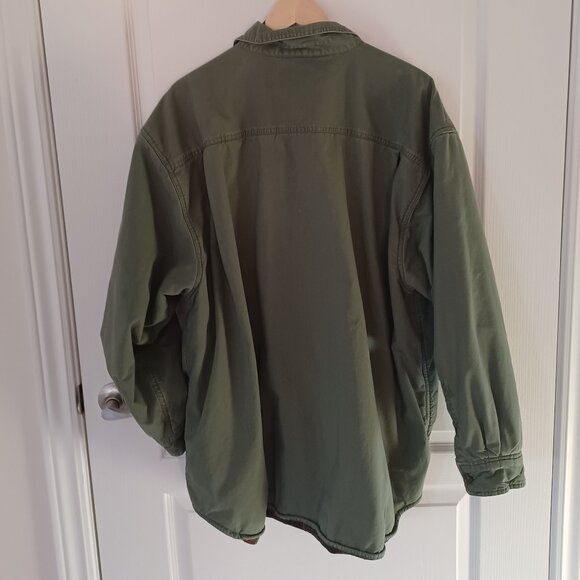 Faded Glory Chore Jacket Coat Men’s 2XL Green Canvas Flannel Lined Barn - Picture 2 of 5